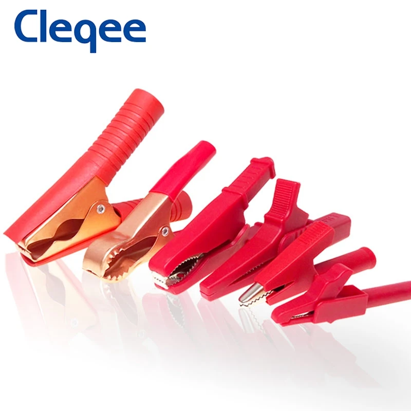 Cleqee 15A 30A 100A Зажим-крокодил изолированный с защитой от электричества адаптер для аккумуляторных сварочных работ / Тестовый провод 4 мм с банановым штекером.