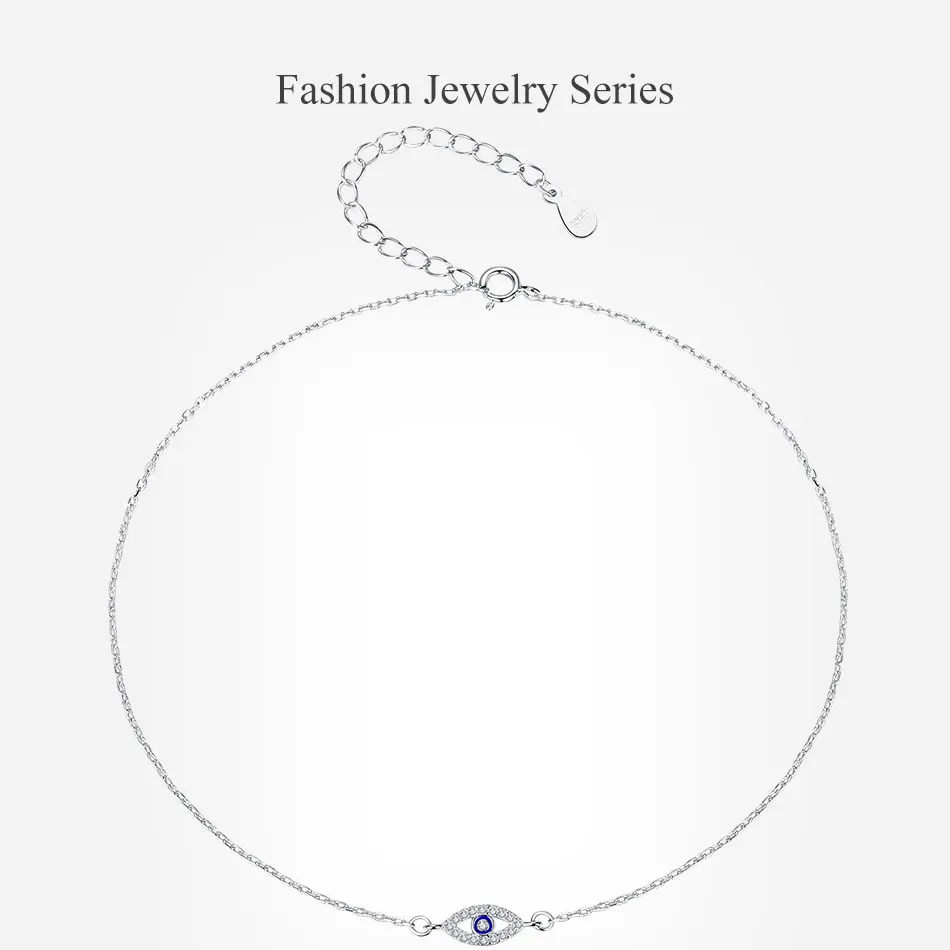 Children Necklace 925 Sterling Silver Blue Clear CZ Crystal Lucky Eye for Girls Kids Birthday Gift 2019 Genuine Jewelry | Украшения и