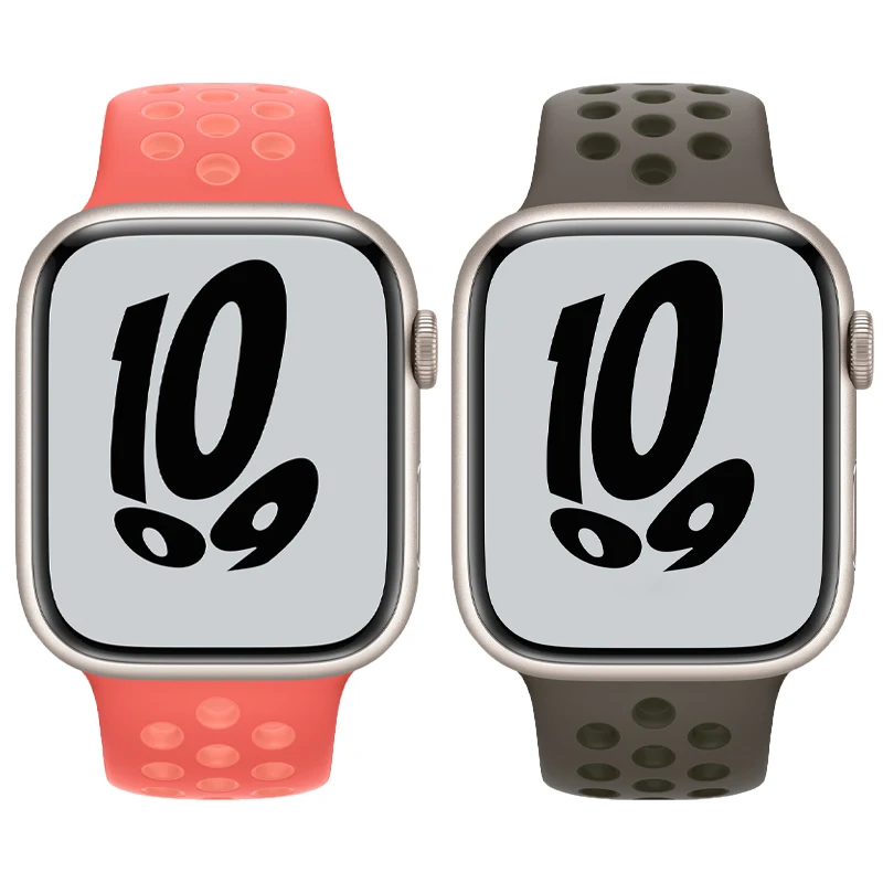 

Ремешок силиконовый для Apple Watch band, Воздухопроницаемый спортивный браслет для смарт-часов iWatch 5 4 3 SE 6 7, 45 мм 41 мм 44 мм 40 мм