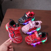 hot sales led lighted spiderman disney shoes baby lovely cool girls boys first walkers elegant fashion sneakers infant tennis