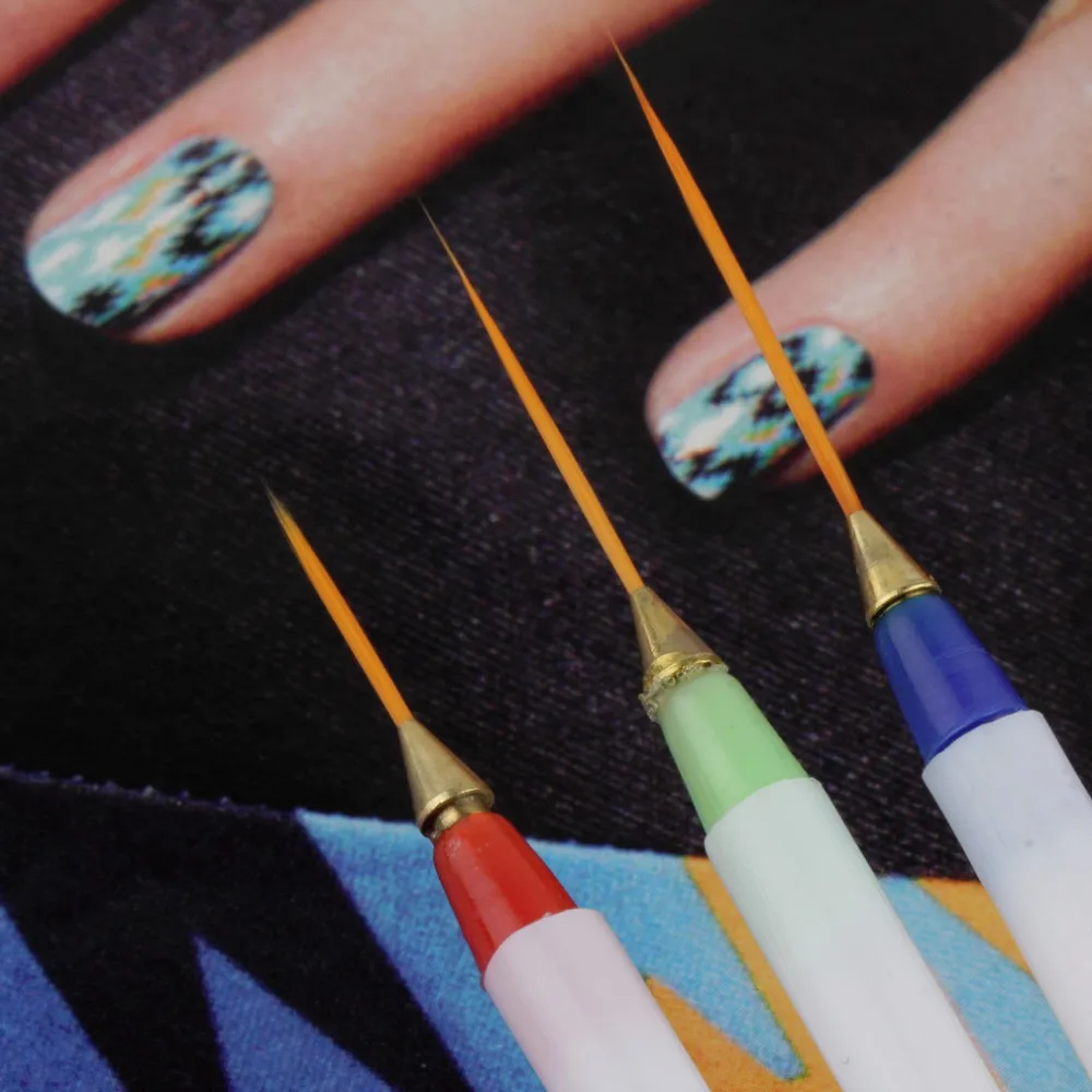 Набор кистей для дизайна ногтей 3 шт. самостоятельного рисования рисование