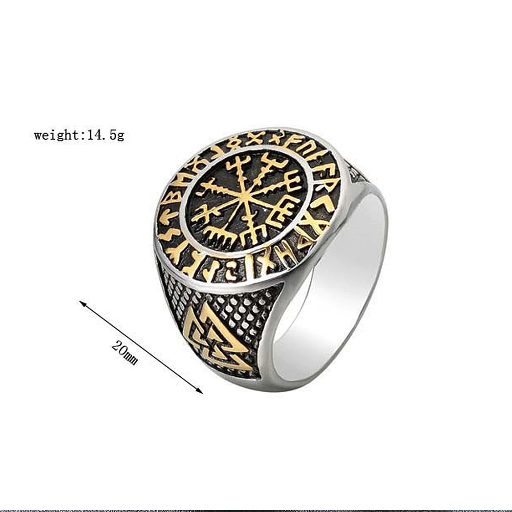 Винтаж Viking Нержавеющая сталь кольцо с компасом Для мужчин викингов Valknut панк