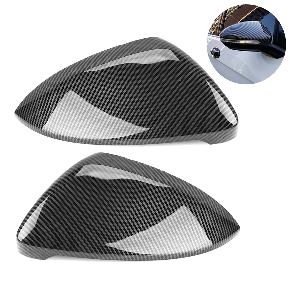 

2PCS Mirror Covers Caps RearView Mirror Case Cover For VW Golf MK7 7.5 GTI 7 7R Carbon Bright Black Cover car accessory