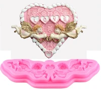new silicone fondant mold high quality fondant cake mold dry pace stereo double symmetric angel mold