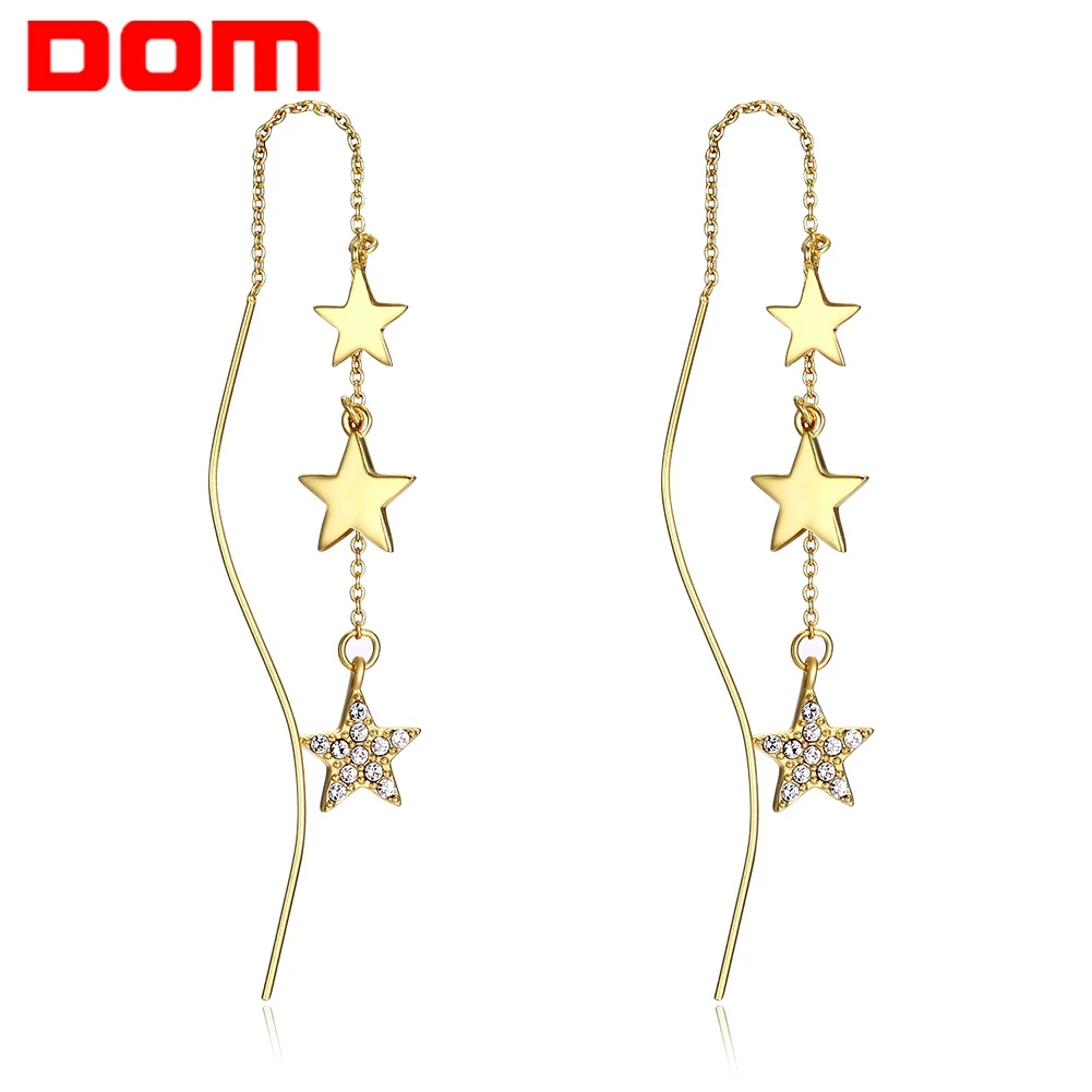 Женские сверкающие серьги DOM из 100% стерлингового серебра 925 пробы с длинными