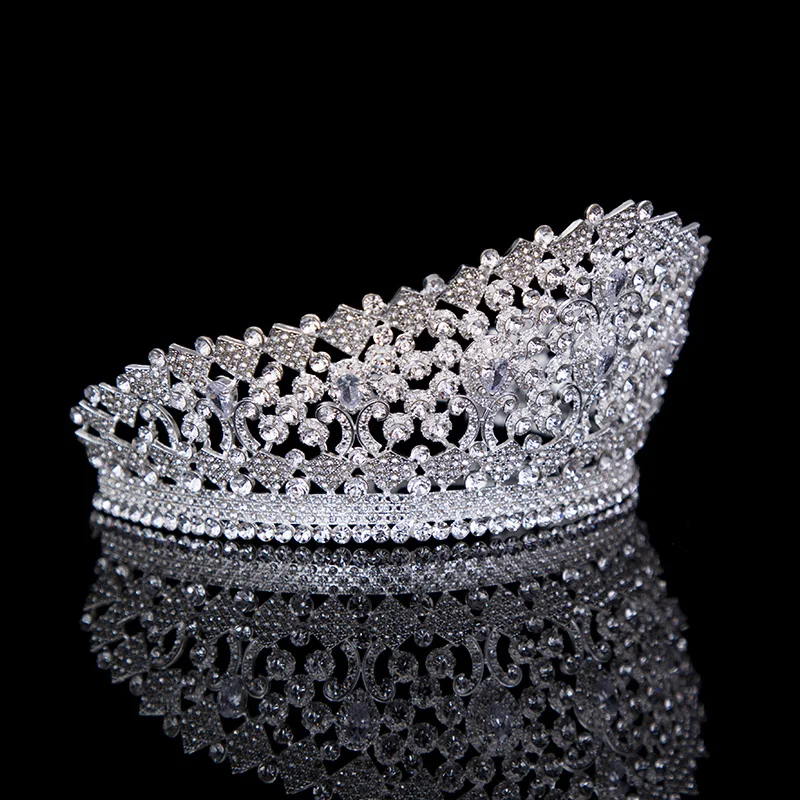 Женская диадема с кристаллами и цирконами элегантная большим кристаллом