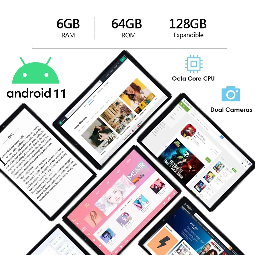 10-дюймовый планшет Google Android 11 0 Восьмиядерный процессор 6 ГБ ОЗУ 64 Гб ПЗУ экран 1280x800