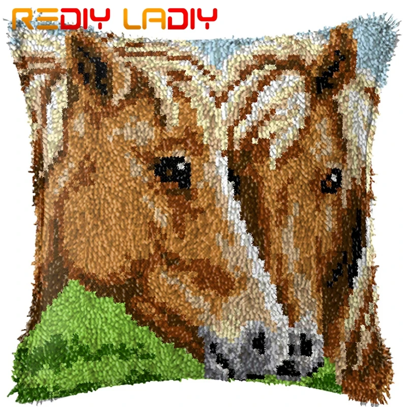 Крюк с защелкой подушки лошадей любовь предварительно холщовые распечатанные на