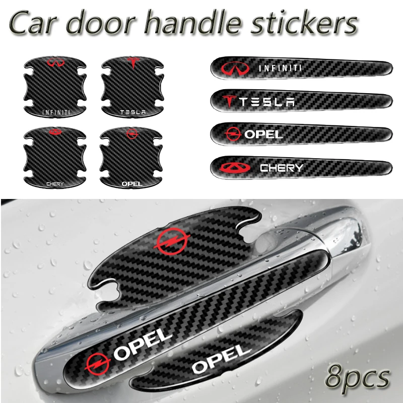 

8pcs Car black door handle sticker logo scratch resistant sticker For Subaru Forester impreza Outback Legacy car accessories