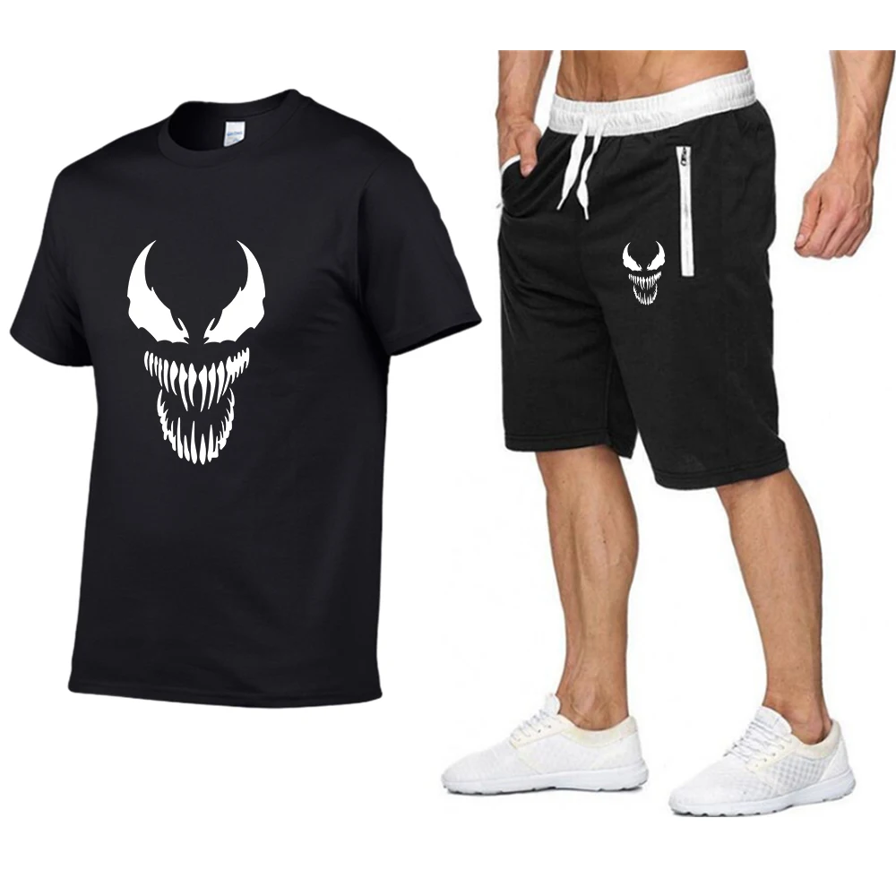 

Мужской спортивный костюм из двух предметов, Повседневная футболка и шорты, лето 2021