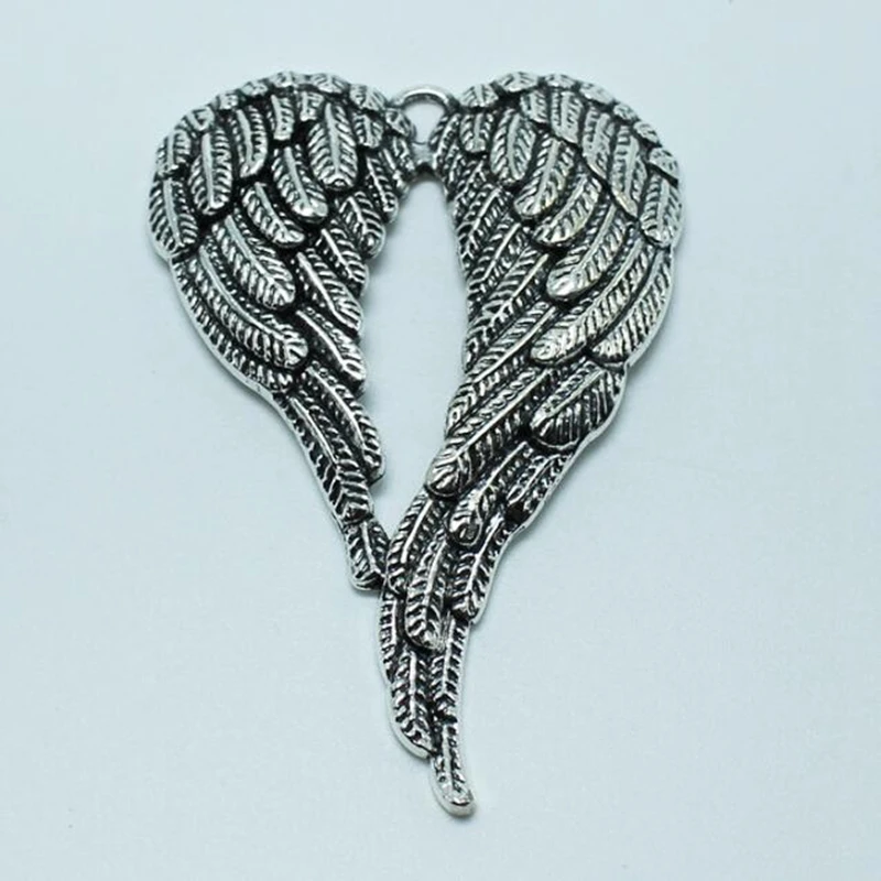 Vintage Silver Big Double Angel Wing Pendant Archangel Charms For Bracelet Necklace Jewelry Making Friendship Accessories | Украшения и