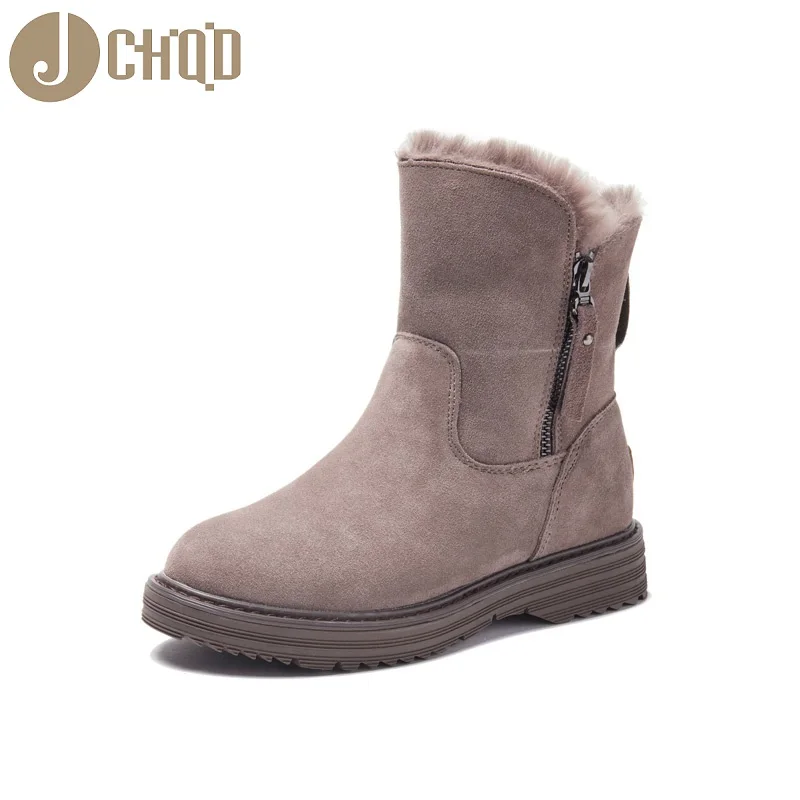 JCHQD/Новинка года; теплые зимние сапоги; женские Короткие хлопковые сапоги из натуральной кожи; Ботинки Martin на молнии; женская обувь из хлопка - Цвет: Camel