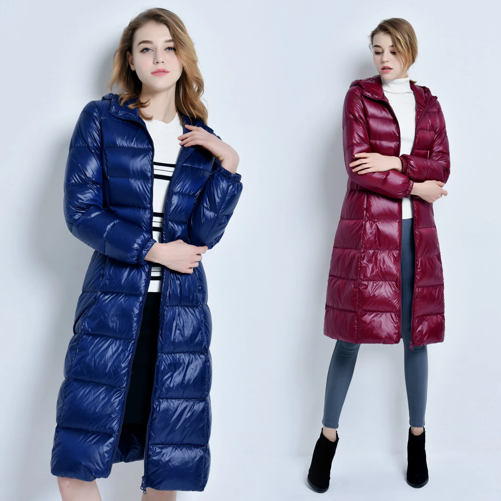 2019new long down jacket female over the knee thickening super large size coat fashion slim white duck winter clothing | Женская одежда