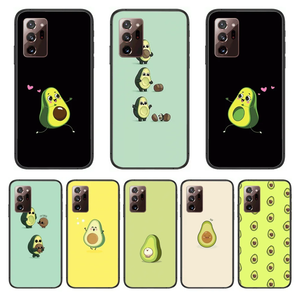 

Cartoon avocado Phone Case cover hull For SamSung note20 10 9 8 4 pro plus black prime soft bumper Transparent