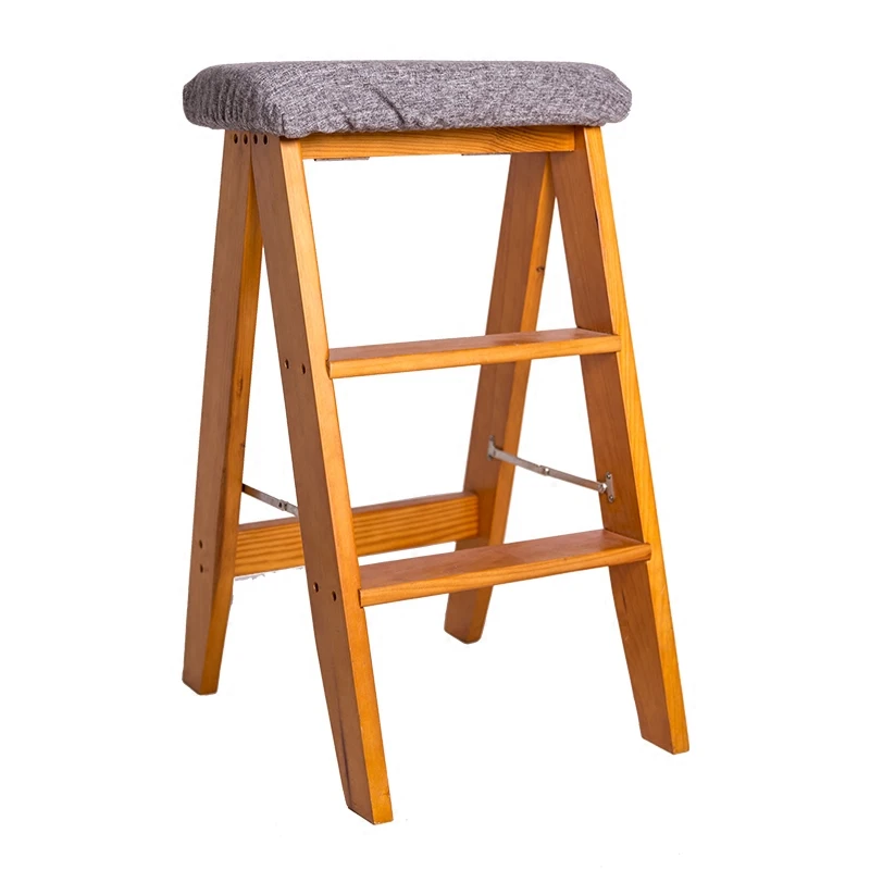 Простой складной табурет из цельного дерева домашний интерьер креативный