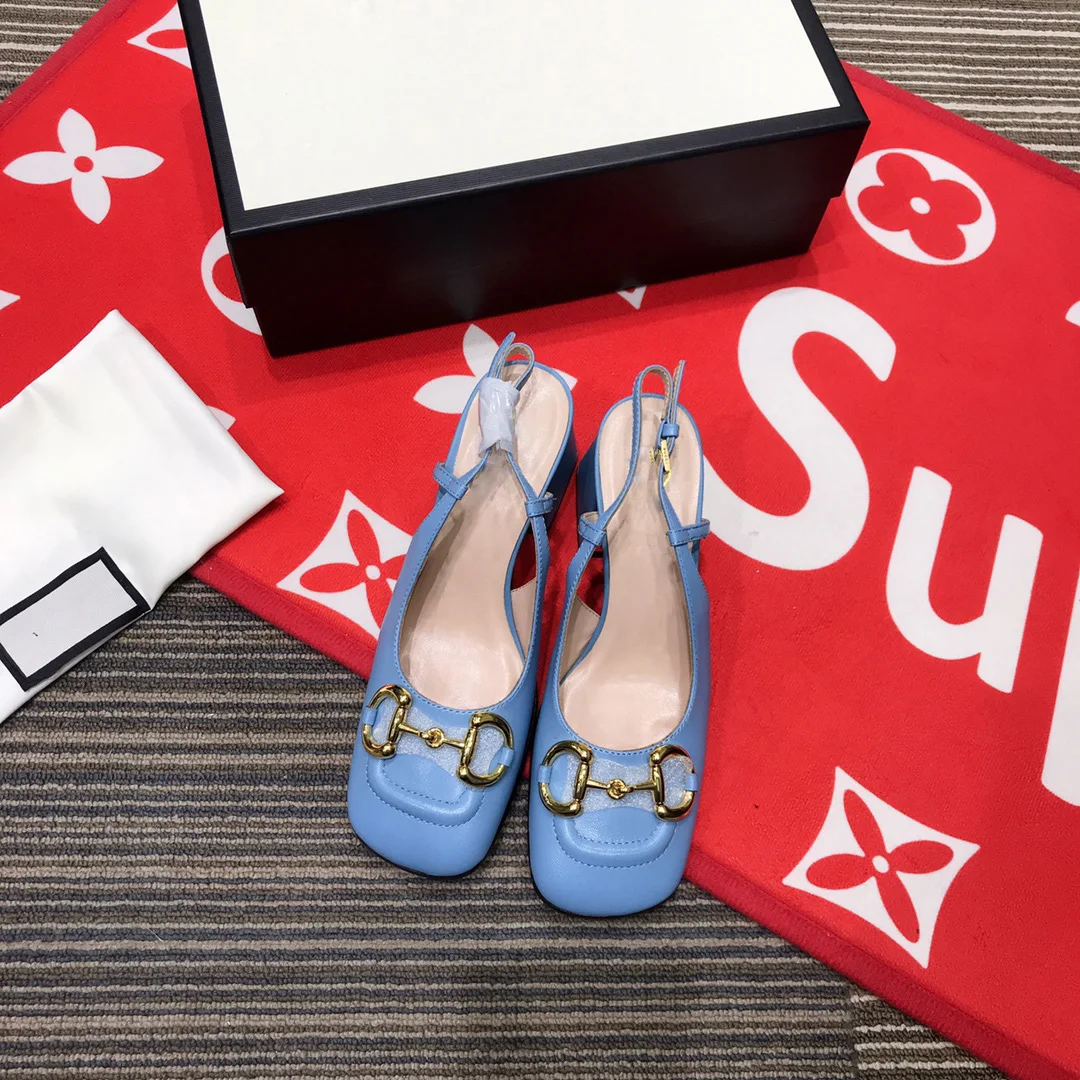 

Horsebit high heels women's 2021 new French Mary Jane women's shoes retro thick heel sandals women's mid-heeled shoes