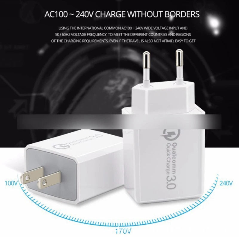 Быстрая зарядка QC3.0 адаптер для смартфона планшета двойной USB быстрая зарядное
