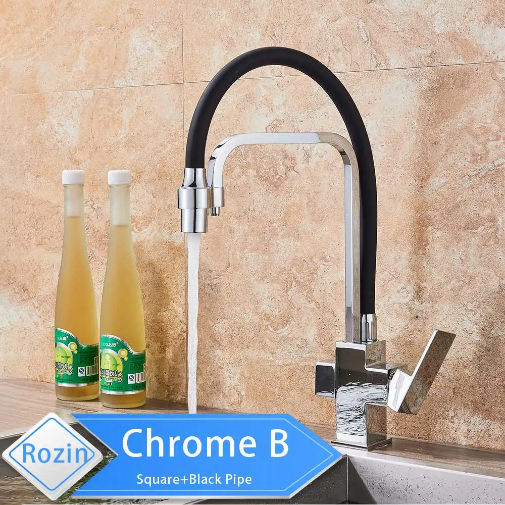 Square Chrome B Хромированный очиститель воды, кухонный кран, чистая вода, смеситель для кухонной раковины, фильтр-кран, Очищающий кухонный смеситель, кран на бортике - Цвет: Square Chrome B