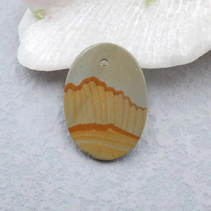 Natural Stone Us Biggs Jasper Semi-precious Necklace Pendant Bead 35x25x6mm 8g Beauty Jewelry | Украшения и аксессуары