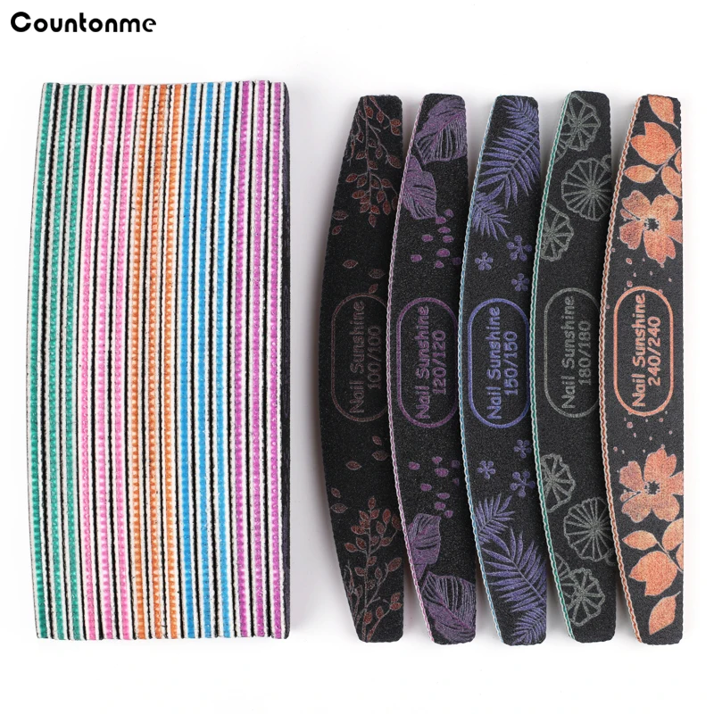 

25 шт. профессиональная черная лодка пилка для ногтей 100/100 180/180 240/240 зернистый лист двухсторонний буферный блок маникюрные инструменты для но...