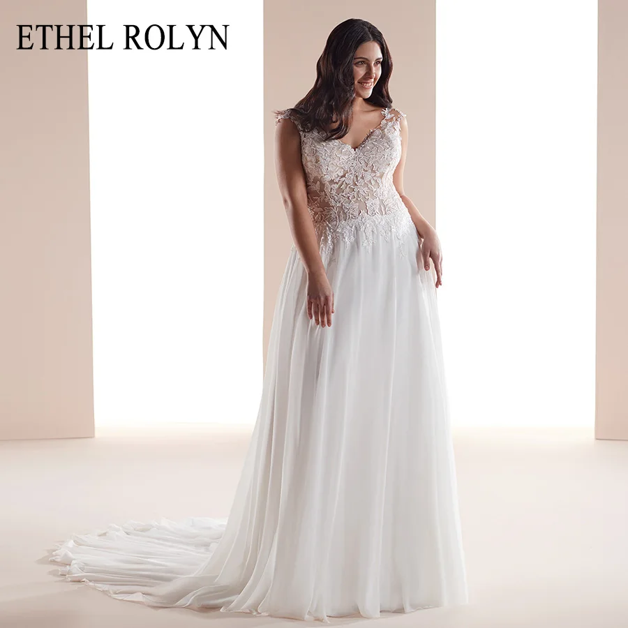 Этель ROLYN шифоновое платье размера плюс свадебные платья 2021 свадебное Vestido De Noiva
