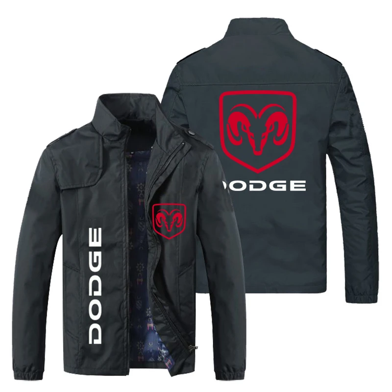 

New 2021 Spring Autumn Men Dodge Car Logo Stand Collar Casual Sweatshirt Long Sleeve Zipper Cardigan Man Jacket