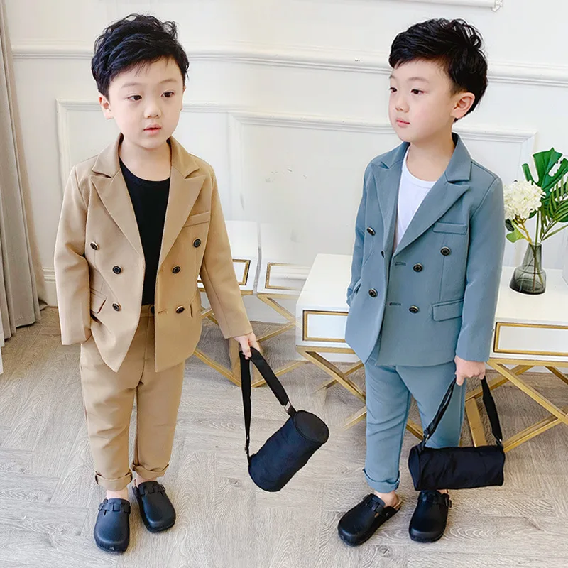 

Boys Formal Blazer Suit Kids Jacket Pants 2Pcs Wedding Tuxedo Set Fashion casual kids suits party outfits