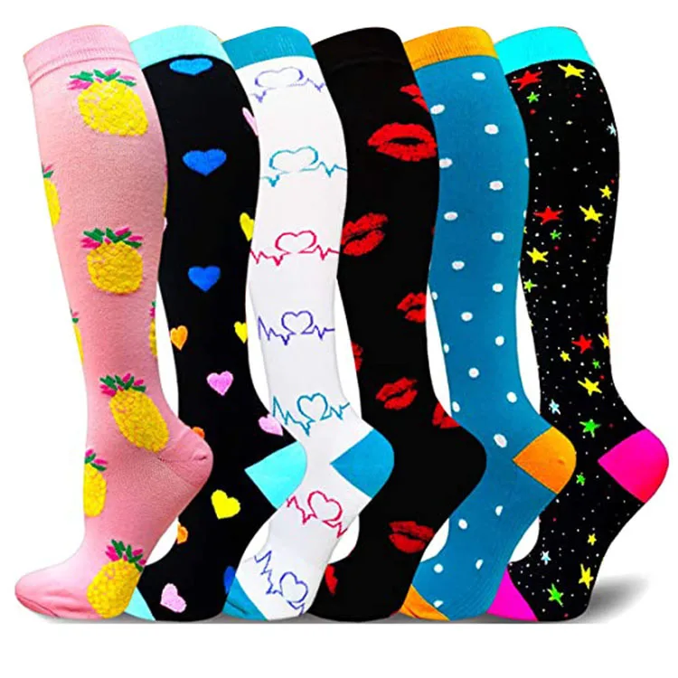 Sports Compression Socks 5/6/7/8 Pairs Running Medical Compression Stockings Knee High Gradient Men Women Adult Nurse Cycling