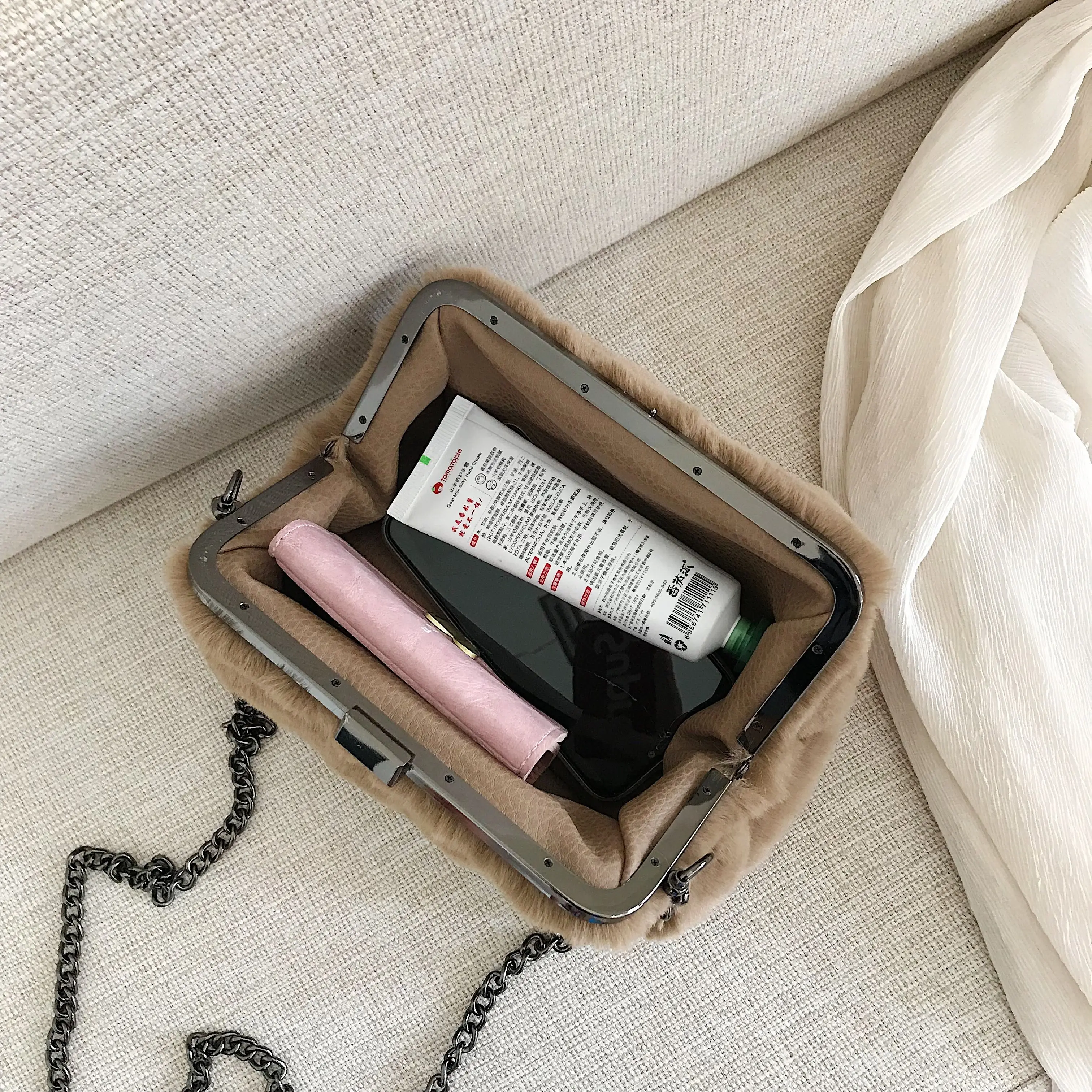 Зимняя винтажная женская сумочка плюшевая искусственная кожа корейская мода