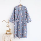 Японское кимоно, пижама юката для женщин и девочек, Хлопковая пижама с принтом милого кролика, мягкая, розовая, для спа, сауны, домашняя одежда