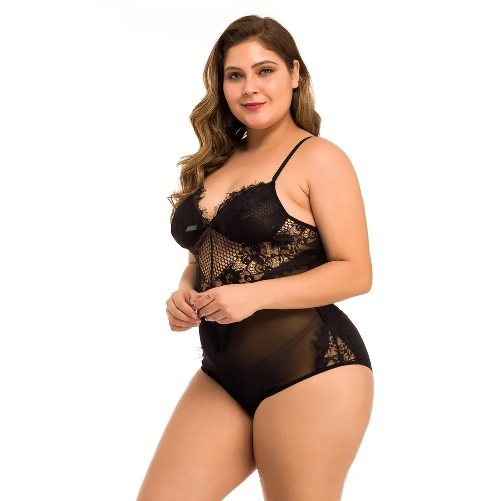 Новое модное цельное женское сексуальное боди размера плюс XXXXL Сетчатое