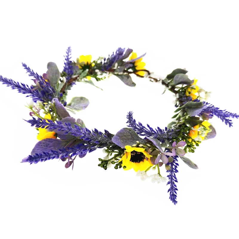 Лавандовый Цветочный Венок Корона праздничный головной убор Женские аксессуары