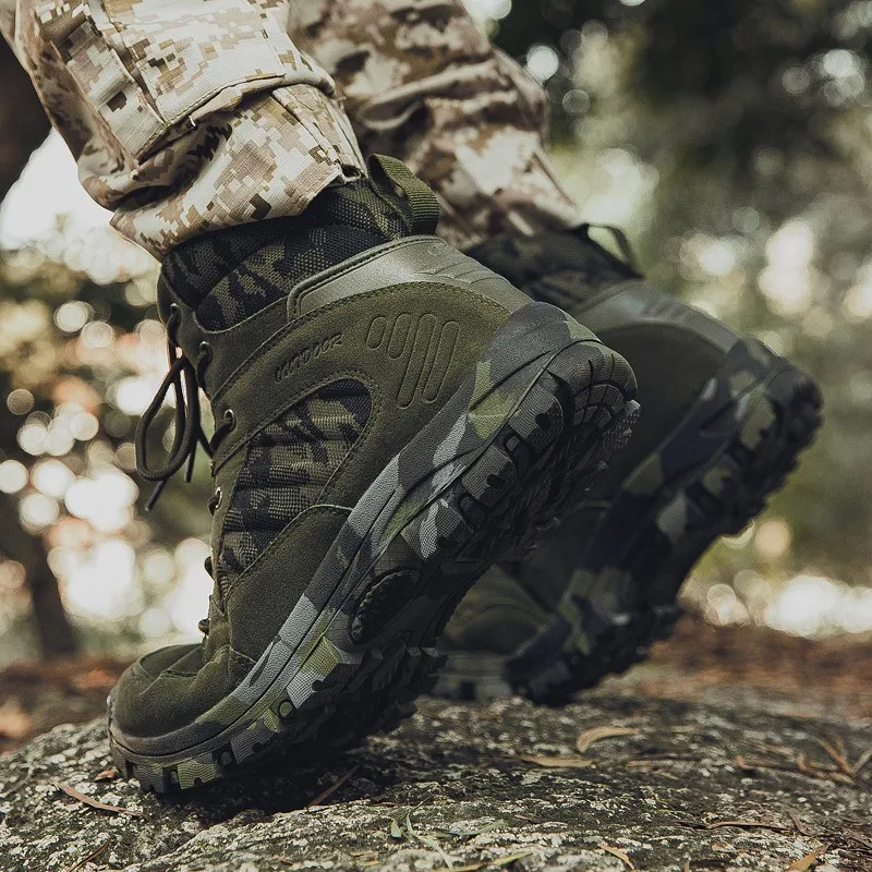 Новинка Сезон осень зима Мужские ботинки Военные ботильоны на резиновой подошве