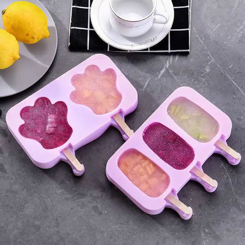 

Homemade DIY Cute Cartoon Ice Cream Maker Mould Silicone Popsicle Molds Reusable Soft Ice Cream Mold Home Kitchen Tools