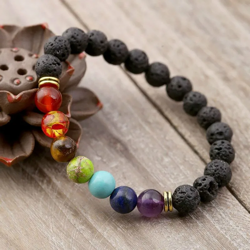 

1pcs Natural Stone Hand-made Hand String Stone Volcanic Rock Bracelet Buddha Beads Natural Stone Made Bracelet Nice Gifts