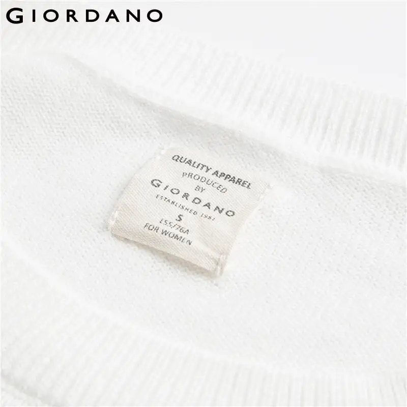 Giordano Women Sweater Knitwear Crewneck Combed Cotton Stripe Long-Sleeve 100% Soft Thin 91359870 | Женская одежда