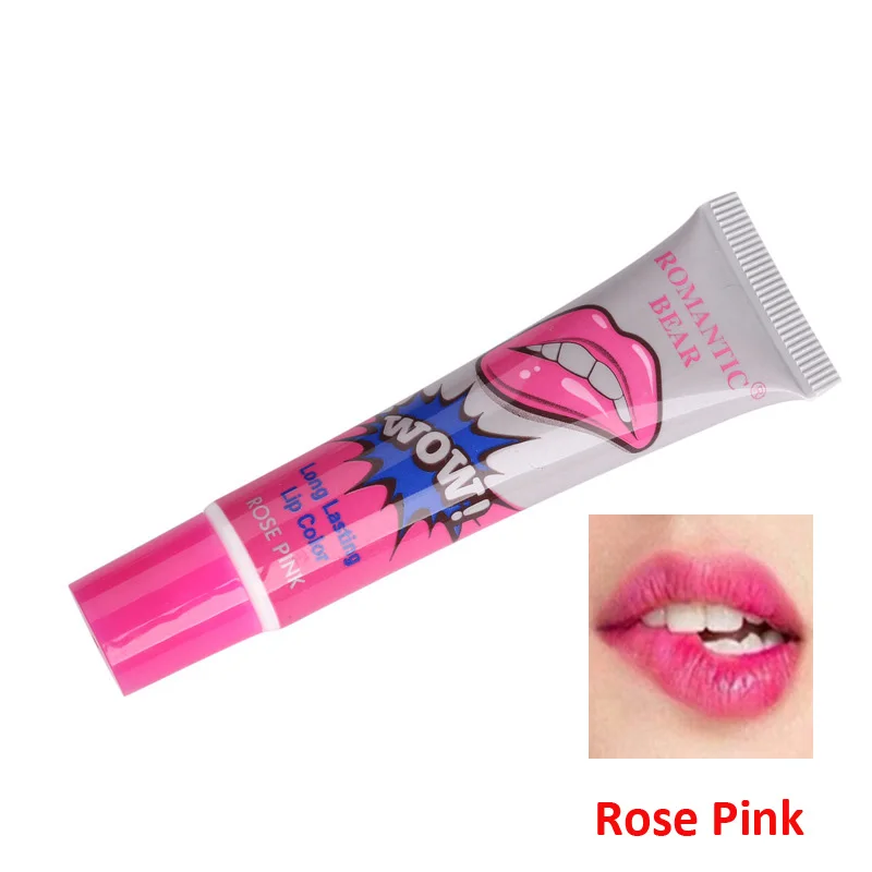 Rose Pink Романтический медведь 6 цветов пилинг для губ волшебный матовый сексуальный красный макияж стойкий блеск для губ красота Wow жидкая губная помада - Цвет: Rose Pink