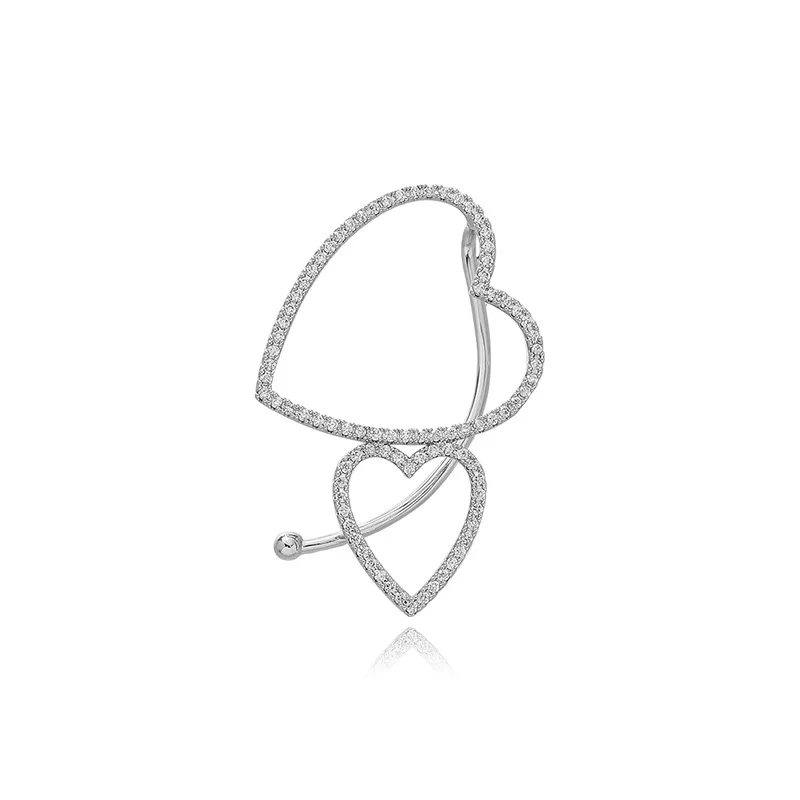 

Bu-140 Earrings micro-inlaid zircon hollow heart-shaped earrings no pierced ear clips new size love ear clips