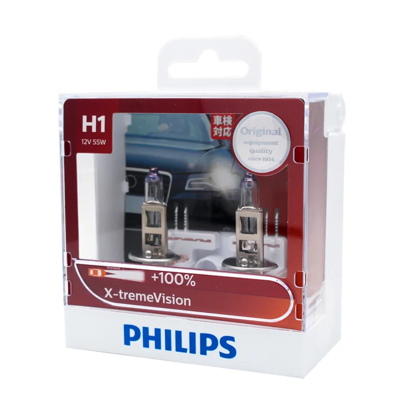 Philips H1 12V 55W P14.5s X-treme Vision Автомобильные фары яркие Галогенные Противотуманные