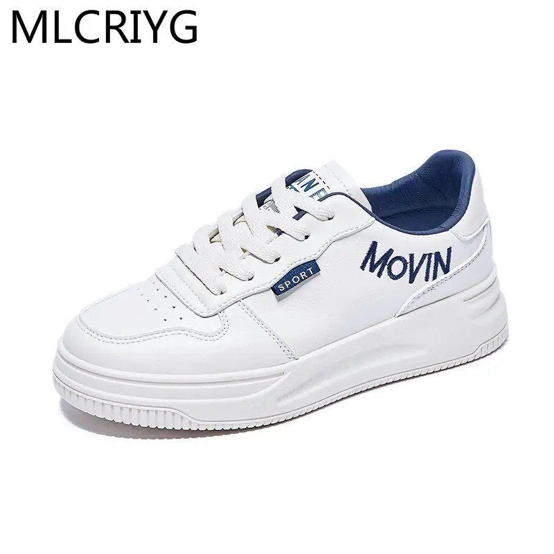 

2021 New Woman Casual Platform Pu Vulcanized Shoes Lace-up Spring Autumn Fashion Woman Sneaker Walking Comfortable Woman Shoes