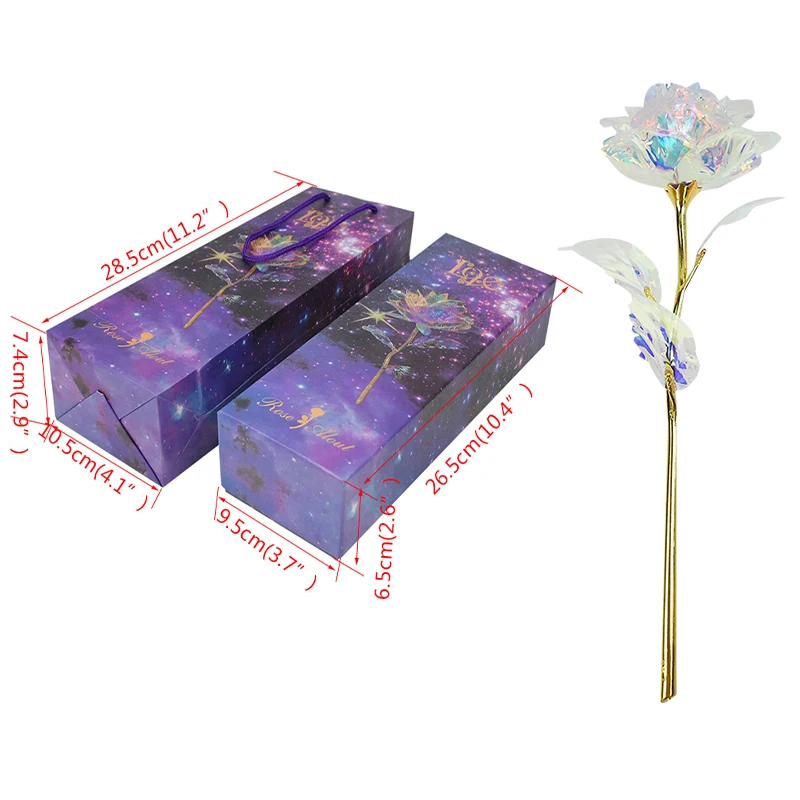 

Valentine's Day Creative Gifts 24K Foil Plated Rose Flower Gift Box Gold Rose Lasts Forever Love Wedding Decor Lighting Roses