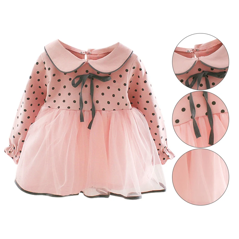 Весеннее новое платье для маленьких девочек с длинным рукавом и рисунком в
