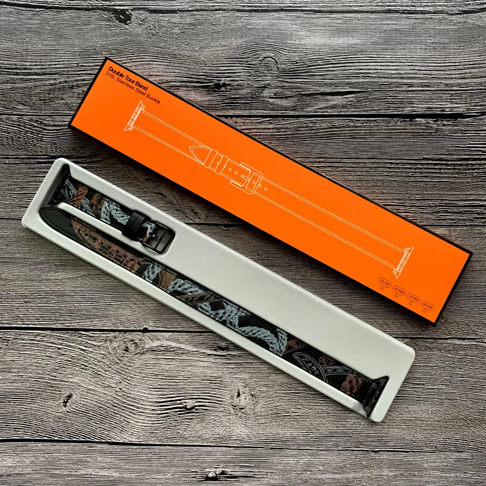 Роскошный браслет из натуральной кожи с двойным ремешком для Apple Watch 38 мм 40 42 44