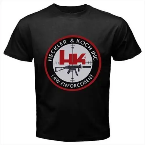 Ограниченная серия Hk Heckler Koch дизайн логотипа черная футболка размер Летний