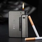 Портсигары мужские металлические с зажигалкой, держатель для сигарет, 10 шт.