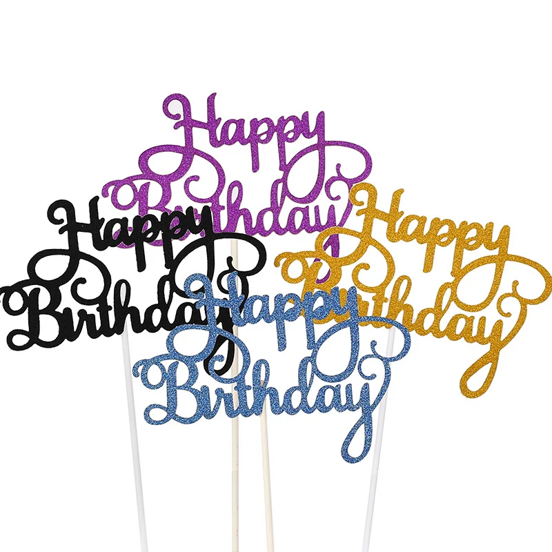 

10/1pcs Happy Birthday Cake Topper Bling Sparkle Decoration Sign Happy Birthday Cake Topper Girl`s Birthday Dessert Decor