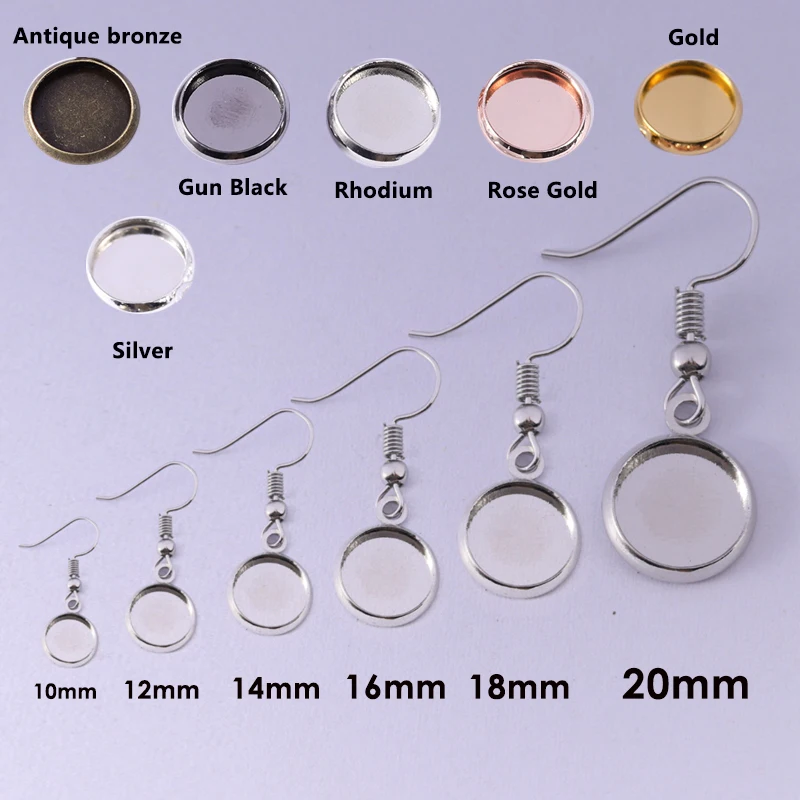 10 шт. металлические железные серьги крючок кабошон пустая Основа 12 14 16 18 20 25 мм