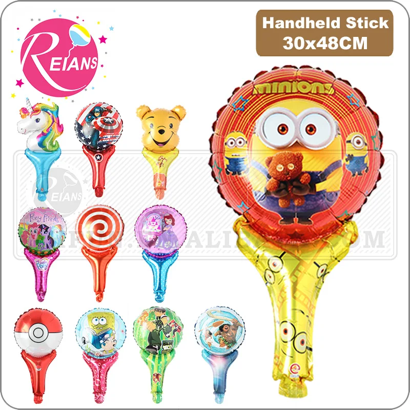 Ручная палка мультфильм Единорог воздушные шары из фольги в виде животного День