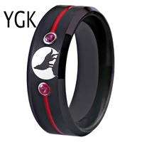 tungsten carbide wolf howling moon ring mens wedding band engagement rings for women drop shipping anniversary gift rings