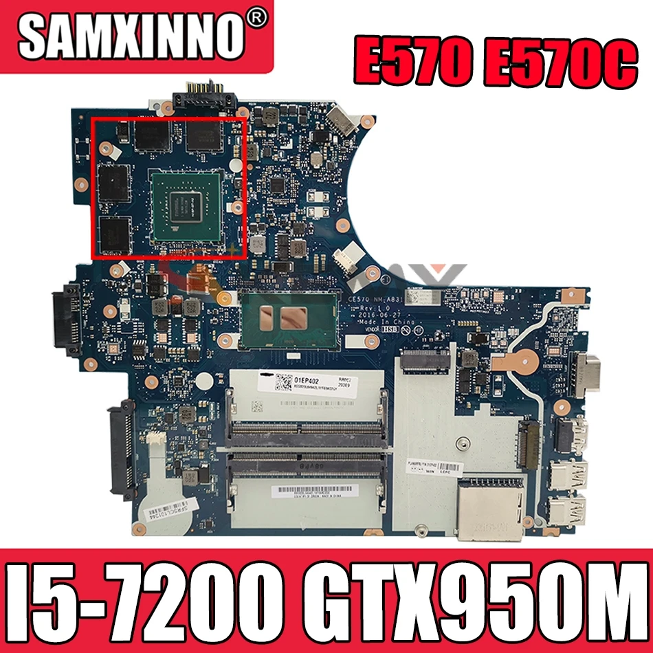 

CE570 NM-A831 Motherboard For Lenovo ThinkPad E570 E570C Notebook Motherboard FRU 01EP400 I5 7200 GTX950M 2G DDR4 100% Test